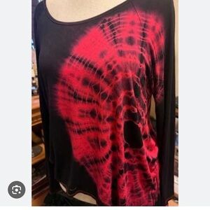 Red and Black Tie-Dye Long Sleeve Top